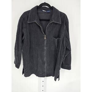 Maren Sport Women's Long Sleeve Black Cotton Corduroy Full Zipper Jacket Size 1X